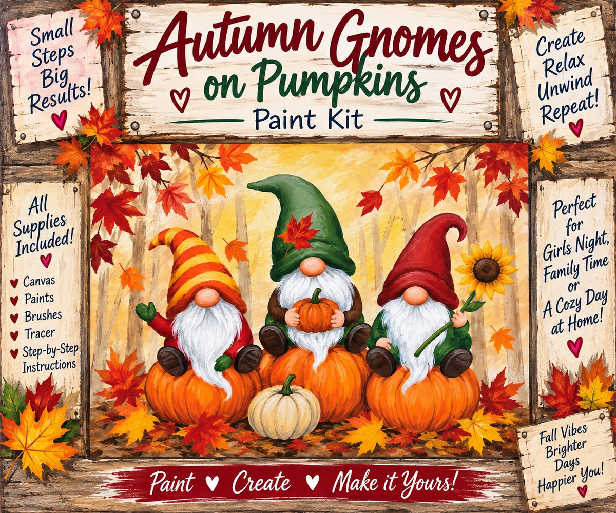 Autumn Gnomes on Pumpkins Paint Kit