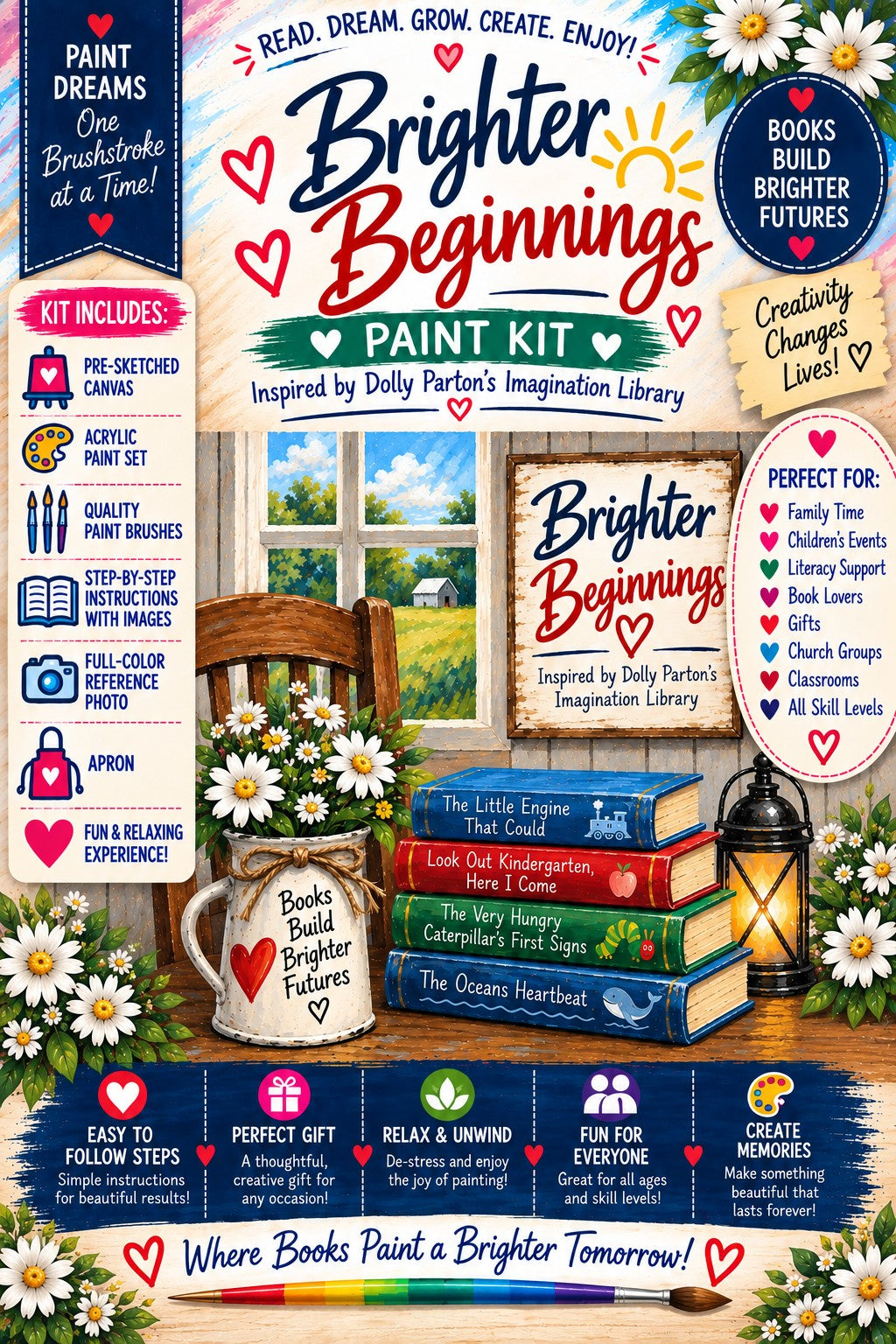 Dolly Parton's "Brighter Beginnings" Paint Kit | Imagination Library Inspired Literacy Paint Kit