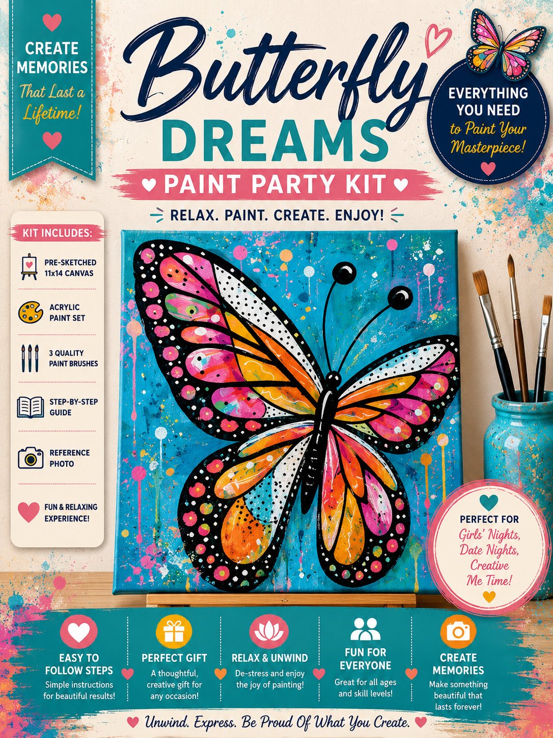 Butterfly Dreams Paint Party Kit
