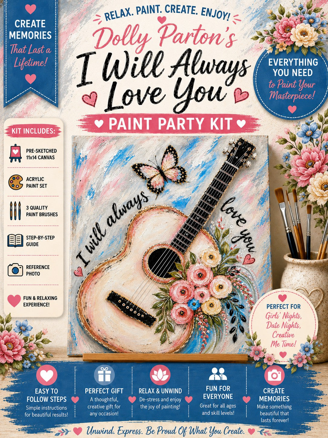 Dolly Parton's I Will Always Love You Guitar Paint Kit