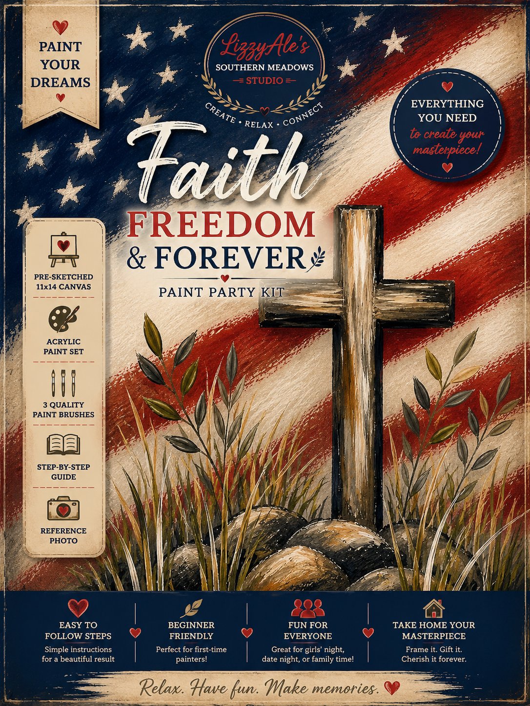 Faith, Freedom & Forever Paint Party Kit