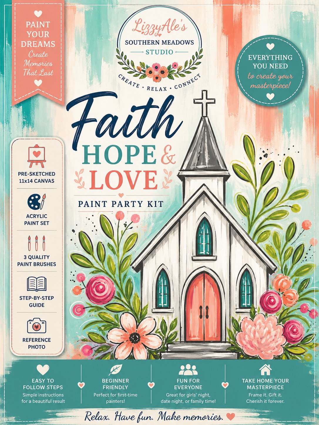 Faith, Hope & Love Paint Party Kit