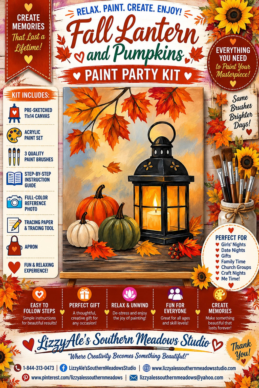 Fall Lantern & Pumpkins Paint Kit – Autumn DIY Painting Kit