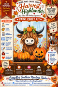 Harvest Highlander Paint Party Kit | Fall Highland Cow & Pumpkin DIY Painting Kit