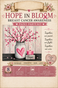Hope in Bloom Breast Cancer Awareness Paint Kit - pink blossoms in mason jar with candle and Hope block