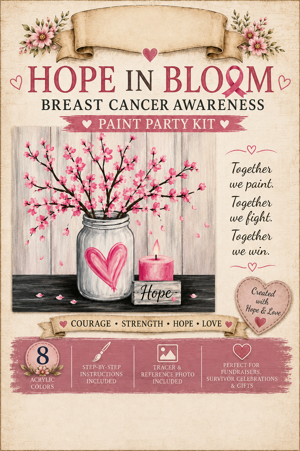 Hope in Bloom Breast Cancer Awareness Paint Kit