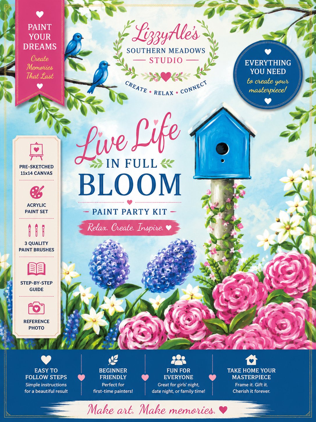 Live Life in Full Bloom Paint Party Kit
