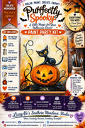Purrfectly Spooky black cat and jack-o'-lantern Halloween DIY paint party kit
