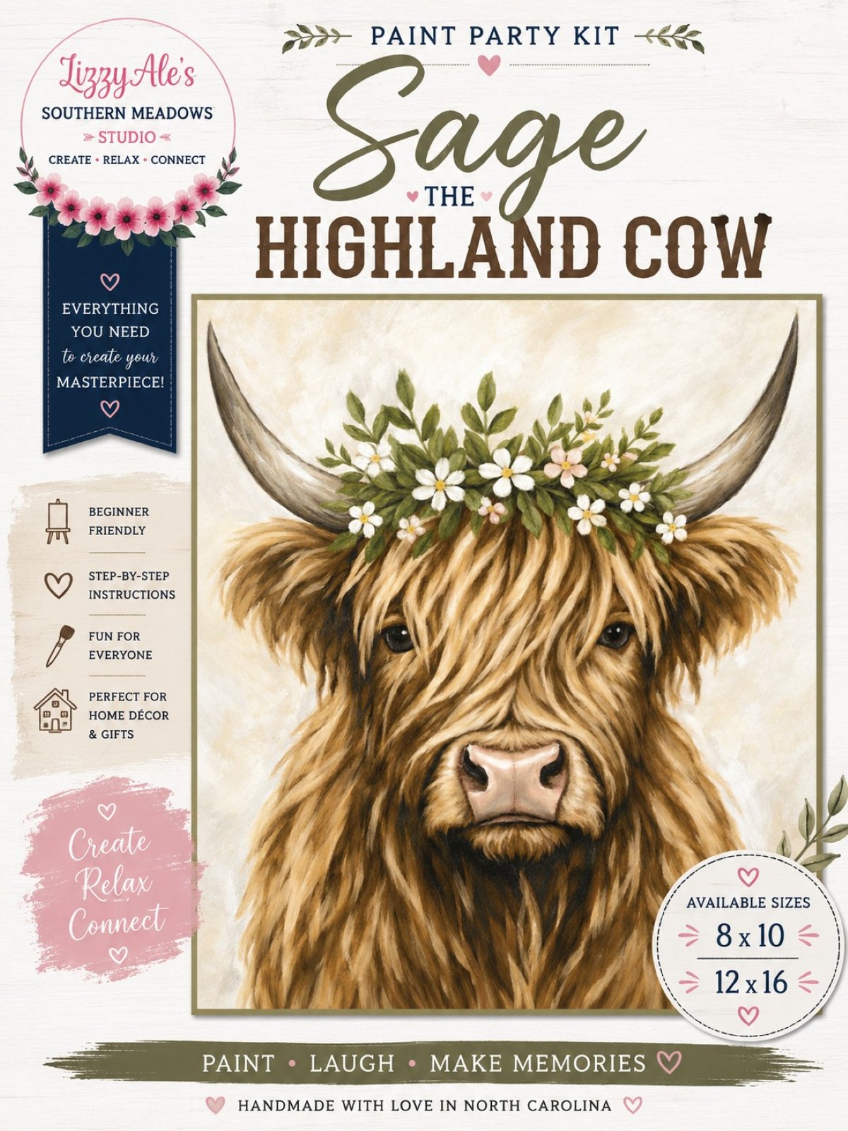 Sage The Highland Cow Paint Party Kit