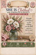 She Is Clothed with Strength & Dignity Paint Kit - Proverbs 31:25 floral mason jar design