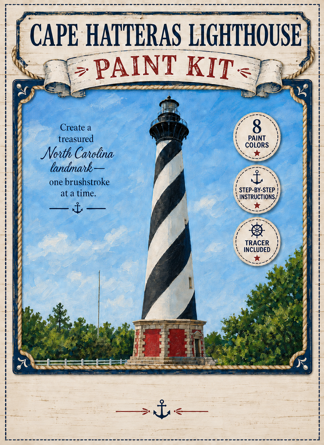 Cape Hatteras Lighthouse DIY Paint Kit – Coastal Art